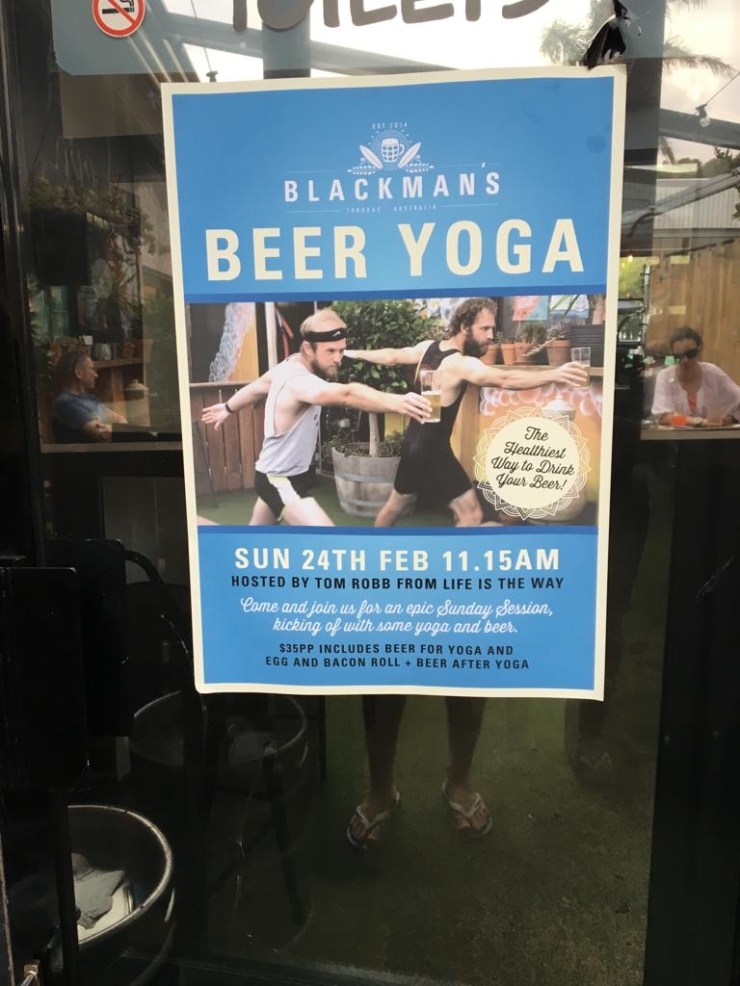 Beer and yoga poster